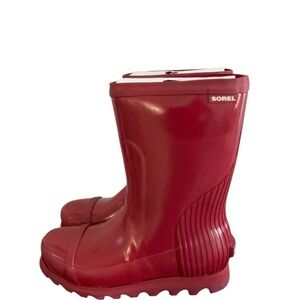 Sorel Joan Women's Short Gloss Rain Boots Red Size US 6 NEW